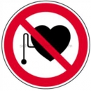 Verbotszeichen: Verbot für Personen mit Herzschrittmacher (BGV A8 P 11)