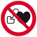 Verbotszeichen: Kein Zutritt für Personen mit Herzschrittmachern oder implantierten Defibrillatoren nach ISO 7010 (P 007)