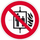 Verbotszeichen nach DIN EN ISO 7010 und ASR A 1.3 (2013): Aufzug im Brandfall nicht benutzen nach ISO 7010 (P 020)