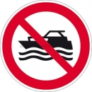 Verbotszeichen: Maschinenbetriebene Boote verboten nach ISO 20712-1 (WSP 009)