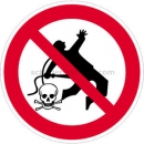 Verbotszeichen: Kleiderreinigung mit Pressluft verboten