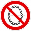 Verbotszeichen: Bedienung mit Halskette verboten