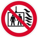 Verbotszeichen: Aufzug im Brandfall nicht benutzen (nach prEN 81-73)
